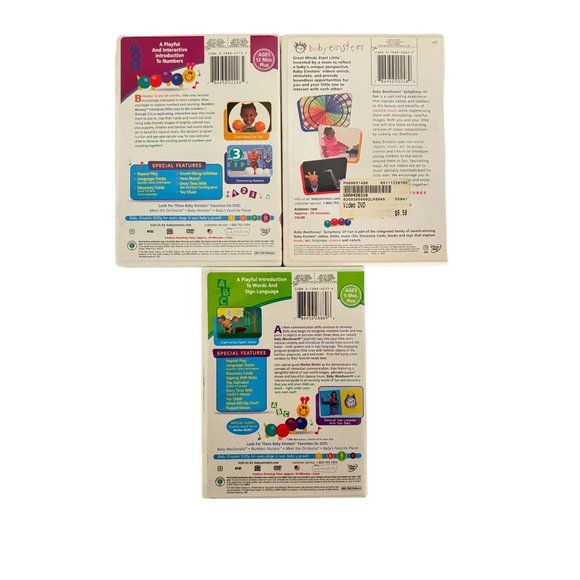 Baby Einstein 3 DVD Lot Numbers Nursery,  Baby Wordsworth and Baby Beethoven - Picture 2 of 3